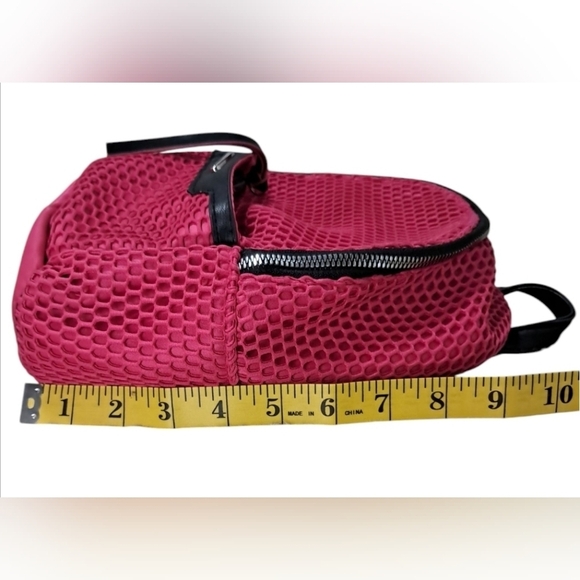 Mesh Pink and Black Backpack with Textured Design - Picture 9 of 11